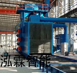 清理大(da)型鋼結構件(jian)、銲接(jie)件(jian)抛(pao)丸設(she)備使用現場